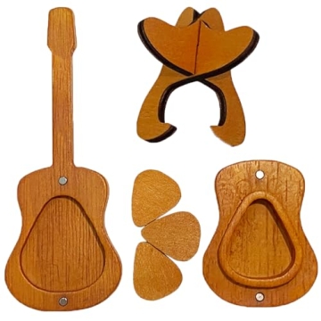 Sherem Wooden Guitar Pick Box - Includes 3 Guitar Picks