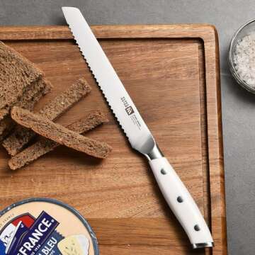 Klaus Meyer Stahl High Carbon Exclusive German Steel 6 inch Utility Serrated Knife (White)