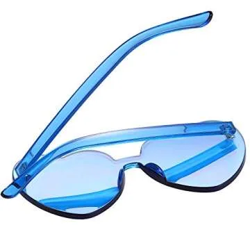 Maxdot Heart Shape Sunglasses Rimless Transparent Heart Glasses Party Favors (Transparent blue)