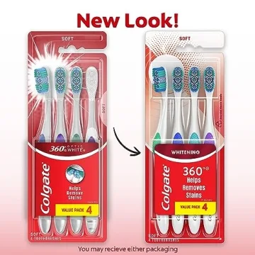 Colgate 360 Optic White Soft Toothbrush 4 Pack for Whitening
