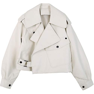 LY VAREY LIN Women's Stylish Black Faux Leather Jacket - Oversized & Asymmetrical