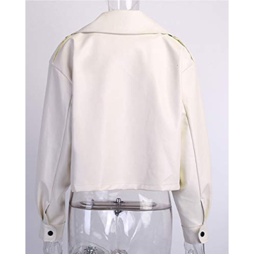 LY VAREY LIN Women Black Faux Leather Jacket Stylish Oversized