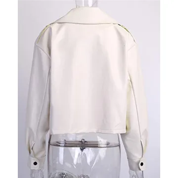 LY VAREY LIN Women Black Faux Leather Jacket Stylish Oversized