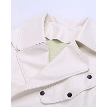 LY VAREY LIN Women Black Faux Leather Jacket Stylish Oversized