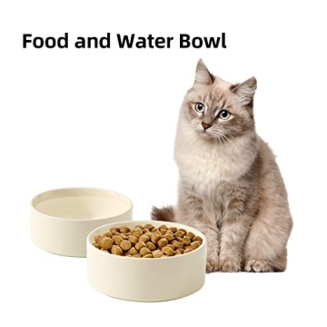 Havniva 2pcs Ceramic Cat Bowls - Non-Slip, Stylish Design