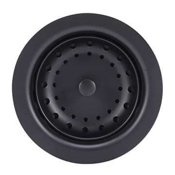 KONE 3-1/2 Inch Kitchen Sink Stainless Steel Basket Strainer Water Stopper with Drain Assembly, Blac...