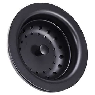 KONE 3-1/2 Inch Kitchen Sink Stainless Steel Basket Strainer Water Stopper with Drain Assembly, Black Finish Rustproof and Durable