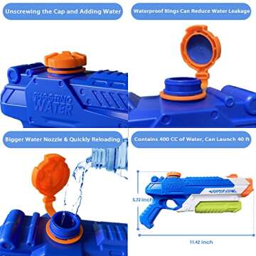 Water Guns for Kids - Summer Soaker Squirt Guns, 400CC/40ft for 3 Years Old and up Boys Girls Adults...