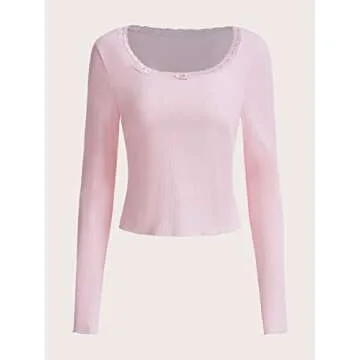 SOLY HUX Y2K Long Sleeve Ribbed Knit Top - Stylish & Trendy