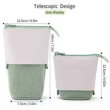 EASTHILL Pencil Case Standing Stationery Bag telescopic Pen Pouch Holder School College office Organizer for Girls Women Adults