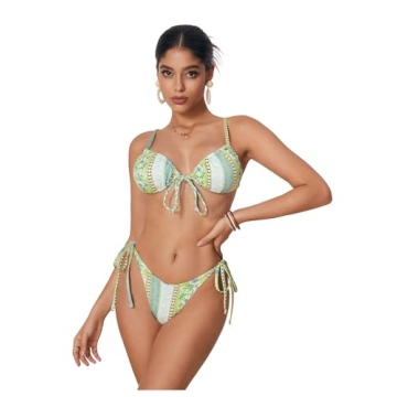 Stylish WDIRARA Floral Tie Side Bikini for Summer Fun