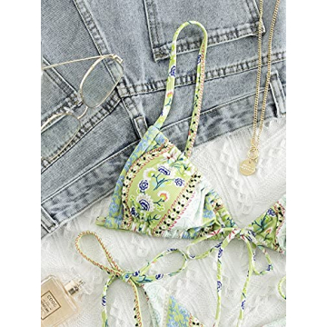 Stylish WDIRARA Floral Tie Side Bikini for Summer Fun