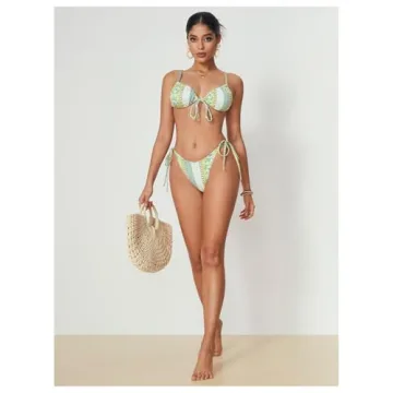 Stylish WDIRARA Floral Tie Side Bikini for Summer Fun