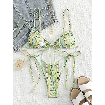 Stylish WDIRARA Floral Tie Side Bikini for Summer Fun