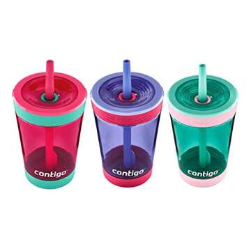 Contigo Kids Spill Proof Tumbler w/Straw & Soft Grip Bottom Pad - BPA Free, Durable Tritan, Spill-Pr...