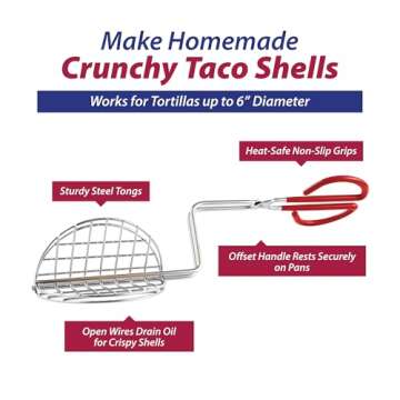 HIC Kitchen Taco Shell Tong, Steel, For Making Homemade Taco Shells