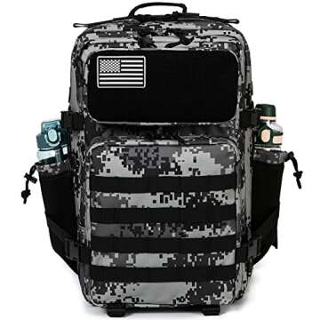 QT&QY Military Tactical Backpacks for Men - 45L Large Gym Rucksack