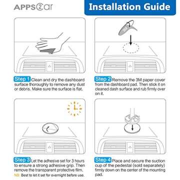 APPS2Car Dashboard Pad Mounting Disk for Suction Cup Phone Mount & Tom Tom Garmin GPS Suction Mount Sat Nav Dash Cam Holder Stick On Universal Dash Mount Pad w/3M Adhesive 70mm Diameter 3 Pcs