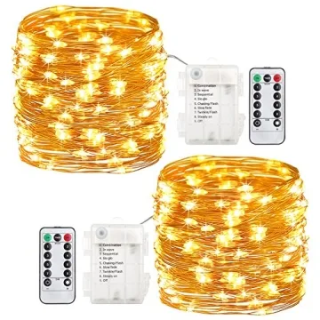 GDEALER 2 Pack 20 Feet 60 LED Fairy Lights - Waterproof Battery Operated String Lights with Remote f...