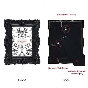 Laura Ashley 4x4 Gold Ornate Textured Hand-Crafted Resin Picture Frame with Easel & Hook for Tableto...