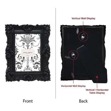 Laura Ashley 4x4 Gold Ornate Textured Hand-Crafted Resin Picture Frame with Easel & Hook for Tableto...