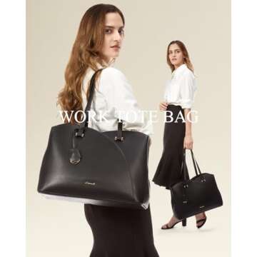 LOVEVOOK Laptop Tote Bag for Women, Work Bags Laptop Bag Teacher Tote Bag, Leather Computer Bag Larg...
