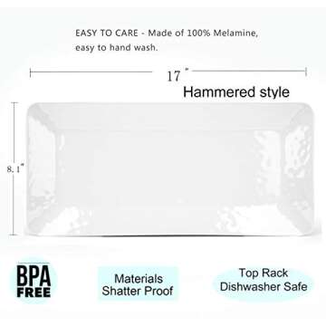 Luna Gift Set of 2 17 inch Melamine Serving Tray/Large Rectangular Serving Platters for Holiday Home...