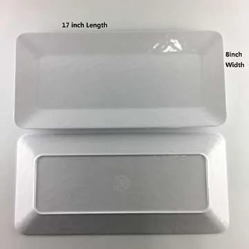 Luna Gift Set of 2 17 inch Melamine Serving Tray/Large Rectangular Serving Platters for Holiday Home Party,Break-resistant and Lightweight,Hammered Finish(White Color)