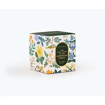 RIFLE PAPER CO. Candle | Festive Occasions and Gatherings with Decorative Box and Festive Labels On Soy Candle Base and 40+ Hour Burn Time, High Peaks of The Adirondack Forest