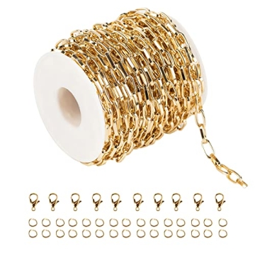 YOUBEIYEE Gold Aluminum Link Chain for Jewelry Making