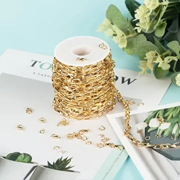YOUBEIYEE Gold Aluminum Link Chain for Jewelry Making
