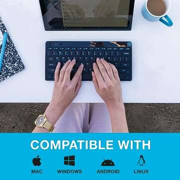 JLab Go Wireless Keyboard, Black, Connect Via Bluetooth or USB Wireless Dongle, Multi-Device Ultra-C...