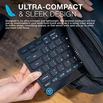 JLab Go Wireless Keyboard, Black, Connect Via Bluetooth or USB Wireless Dongle, Multi-Device Ultra-Compact for a Minimalist or Portable Set-Up (1 Pack)