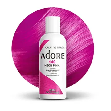 Adore Semi Permanent Hair Color - Vegan and Cruelty-Free Pink Hair Dye - 4 Fl Oz - 140 Neon Pink (Pa...