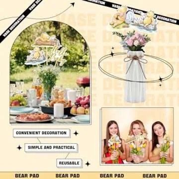 MEMOVAN 16pcs Classic The Pooh Centerpieces for Baby Shower Decorations Winnie Centerpieces Sticks Oh Baby Winnie Table Toppers for Winnie Birthday Party Supplies