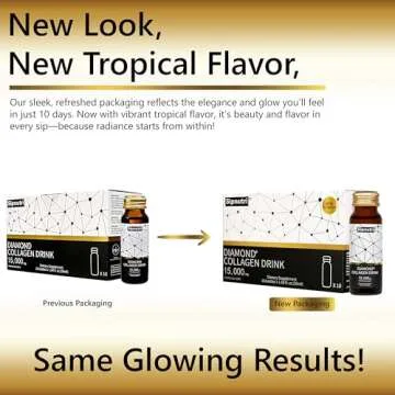 Sipnutri Diamond Liquid Collagen Drink, 15000 mg Hydrolyzed Marine Collagen Peptides with Vitamin C, Pomegranate, Healthy Hair Skin Nails Joints Bones Support, 50 ml x 10 Bottles (3 Boxes)