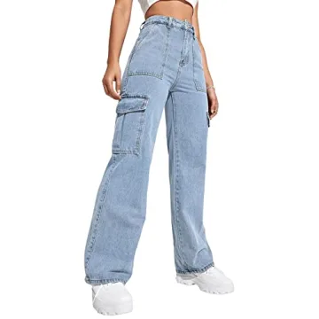 SweatyRocks Women's High Waist Cargo Jeans for Any Occasion