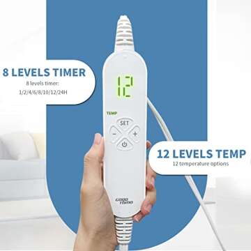 GOQOTOMO Full Weighted Electric Heating Pad for Back/Waist/Abdomen/Shoulder/Neck Pain and Cramps Relief - 2.3 lb Weighted with Auto-Shut Hot Heated Pad(12 * 24", LB002) Blue&White Grid