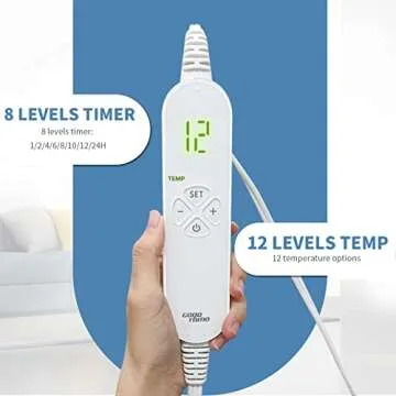 GOQOTOMO Full Weighted Electric Heating Pad for Back/Waist/Abdomen/Shoulder/Neck Pain and Cramps Relief - 2.3 lb Weighted with Auto-Shut Hot Heated Pad(12 * 24", LB002) Blue&White Grid