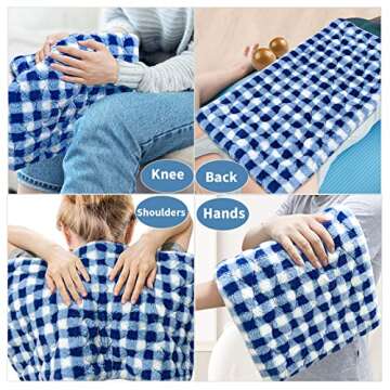 GOQOTOMO Full Weighted Electric Heating Pad for Back/Waist/Abdomen/Shoulder/Neck Pain and Cramps Relief - 2.3 lb Weighted with Auto-Shut Hot Heated Pad(12 * 24", LB002) Blue&White Grid