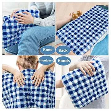 GOQOTOMO Full Weighted Electric Heating Pad for Back/Waist/Abdomen/Shoulder/Neck Pain and Cramps Relief - 2.3 lb Weighted with Auto-Shut Hot Heated Pad(12 * 24", LB002) Blue&White Grid