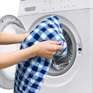 GOQOTOMO Full Weighted Electric Heating Pad for Back/Waist/Abdomen/Shoulder/Neck Pain and Cramps Relief - 2.3 lb Weighted with Auto-Shut Hot Heated Pad(12 * 24", LB002) Blue&White Grid