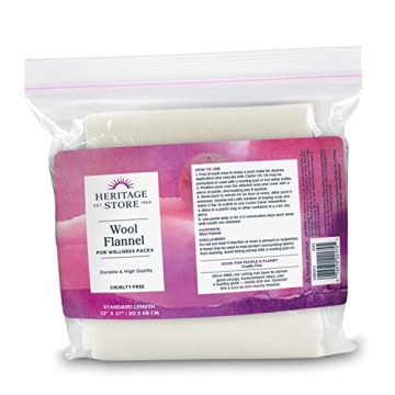 HERITAGE STORE Wool Flannel for Castor Oil Pack, Reusable & Highly Absorbent, Creates a Soothing Hea...