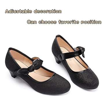 ADAMUMU Little Girls Princess Shoes Glittler Dress Shoes for Gilrs Toddler Girl Heels for Christmas Parties and Holiday Celebrations