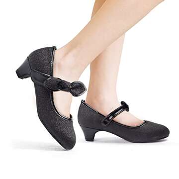 ADAMUMU Little Girls Princess Shoes Glittler Dress Shoes for Gilrs Toddler Girl Heels for Christmas Parties and Holiday Celebrations