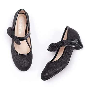 ADAMUMU Little Girls Princess Shoes Glittler Dress Shoes for Gilrs Toddler Girl Heels for Christmas Parties and Holiday Celebrations