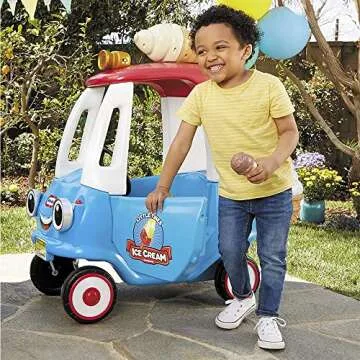 Little Tikes Cozy Ice Cream Truck, Coupe Ride On Car, Kid and Parent Powered, Truck Music, Including Accessories- Gift for Kids, Toy Girls Boys Ages 1.5 to 5 Years Old