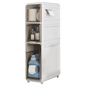 OEODJUJS Small Bathroom Storage Cabinet - Watertight Toilet Paper Holder with 3 Tier Plastic Drawers