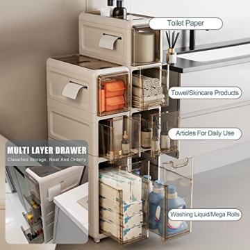 OEODJUJS Small Bathroom Storage with 3 Tier Drawers