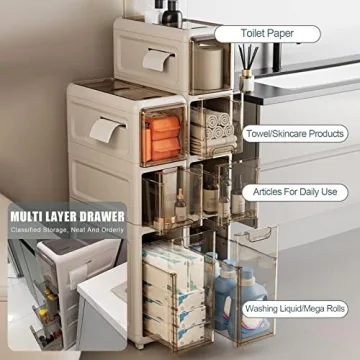 OEODJUJS Small Bathroom Storage with 3 Tier Drawers